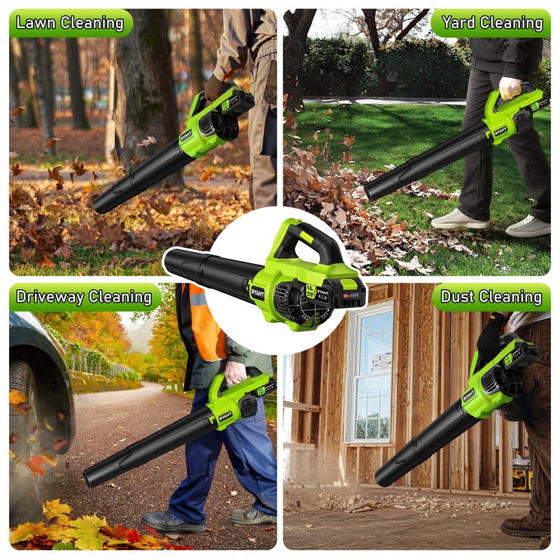 RYAHT Leaf Blower Cordless, 21V Powerful Electric Leaf Blower with