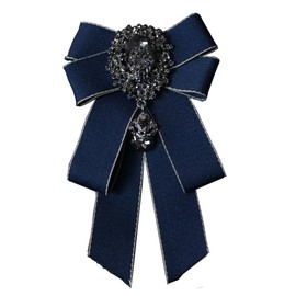 FYBownot Restored, British Style, Unisex, Rhinestones, Bowtie, Uniform Ribbon, Ribbon Tie, Pin + Rubber, Adjustable, Bowtie, Uniform, Bowtie, Bridegroom, Present, Wedding, Banquet, Business,
