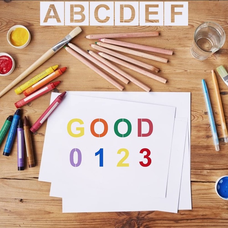 InfantLY Bright 36Pcs/Set Alphabet Letter Stencils + Number Stencils,3 inch
