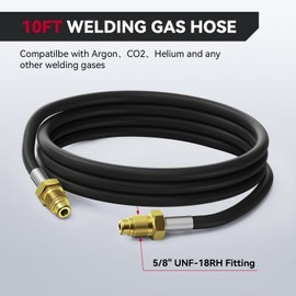 ARCCAPTAIN Inert Gas Welding Hose 10FT, Argon CO2 Gas Regulator Adapter Hose, 5/8" UNF-18RH Inert Gas Fitting for MIG, TIG, Etc.