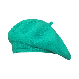 Gllutt - Sombrero de boina fina de punto para mujer, estilo francés, suelto, suave, color liso, Agua, One Size