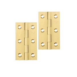 YOFASEN Copper Small Hinges Door Hinges - Brass Folding Butt Hinges Furniture Cabinet Butt Hinges with Hinge Fixing Screws, Gold, 3 Inch(76x41x1.6mm) - 2pcs