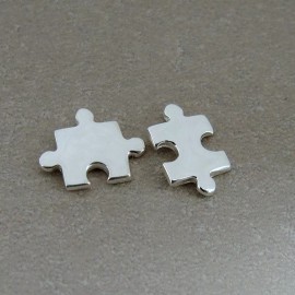 Unbranded Puzzle Piece Post Earrings - 925 Sterling Silver - Austism Symbol Ear Studs