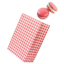 50 pcs kraft paper bag, 2 lb Striped lunch bag, flat bottom takeaway bag for shopping malls, food trucks, convenience stores and bakeries (Red)