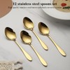 Berglander Gold Soup Spoons, 12 Pieces, Titanium Gold-Plated Stainless Steel