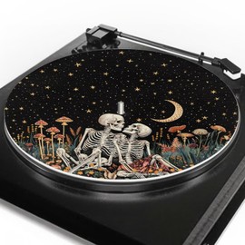 Qehuruxo Skeleton Couple Turntable Mat,Slip Mat for Vinyl LP Record Player Mat Reduce Static and Nosiy Enhance Sound Quality Print Mat Turntable Platter Pattern