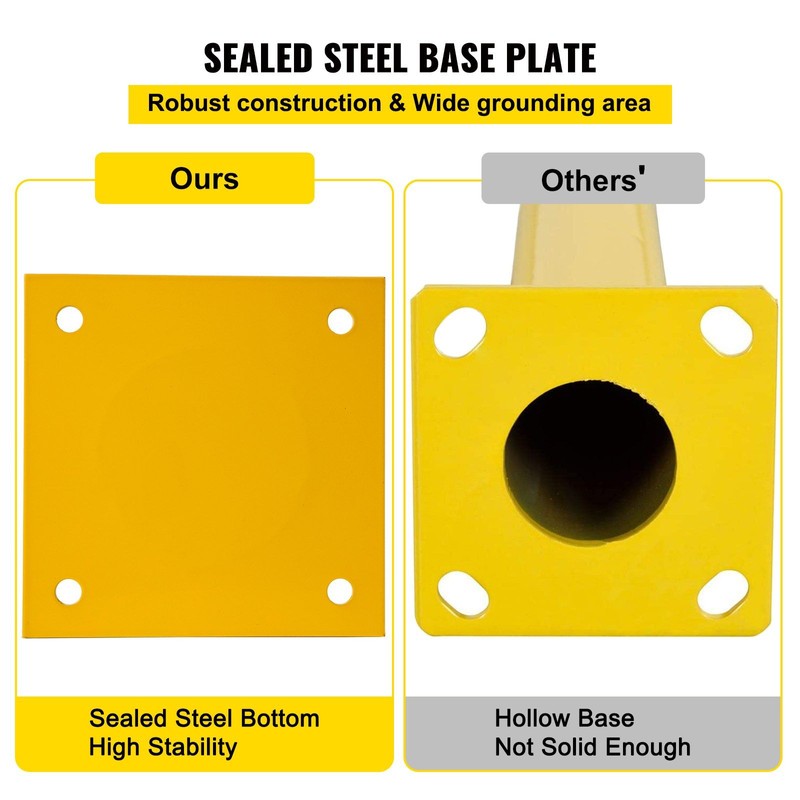42 Inch Safety Bollard Post 5.5 Inch Diameter Yellow Steel