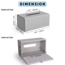 KINGFOM PU Leather Cosmetic Tissue Box Tissue Box Tissue Box for Office/Car/Home (Grey, Rectangle)
