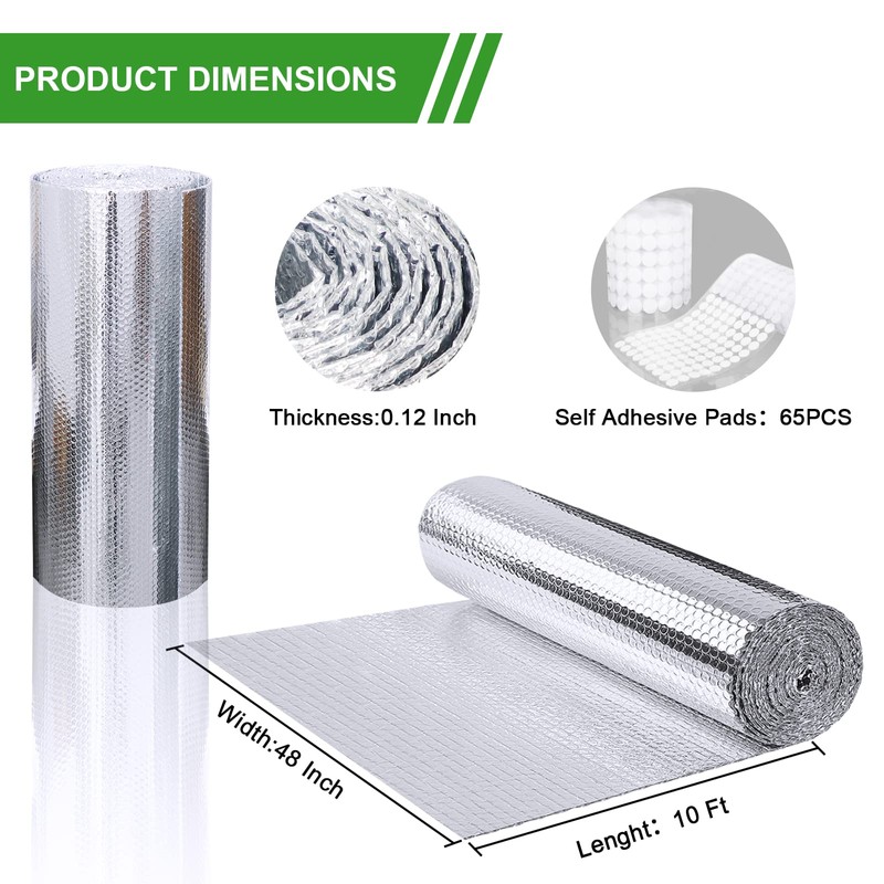 AGHITG Reflective Insulation Foam,48"x 10 Ft Window Insulation for Winter,Aluminum