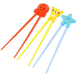 Children's Chopsticks, 3 Pairs Chopsticks Children with Animal Motif, Reusable Training Chopsticks Helper, Non-Slip Chopsticks, Chopsticks Aid for Adults, Beginners, Children, Seniors