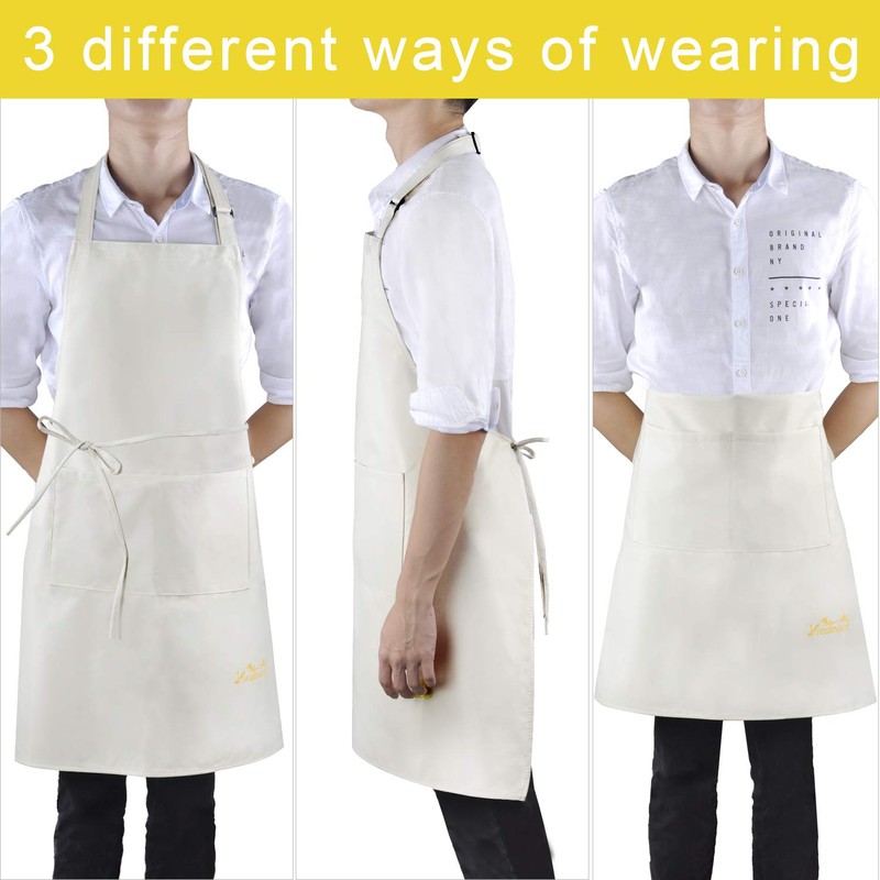 Viedouce 2-Pack of Waterproof Cooking Aprons with Pockets, Adjustable Kitchen