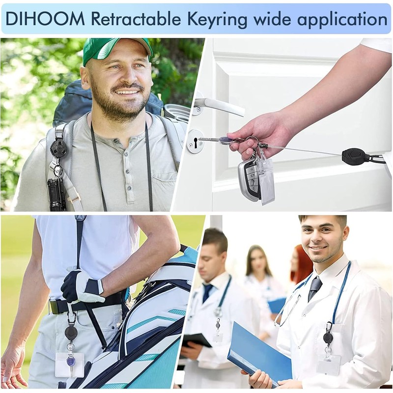 Retractable Keyring, Heavy Duty Carabiner Badge Holder, Tactical ID Lanyard