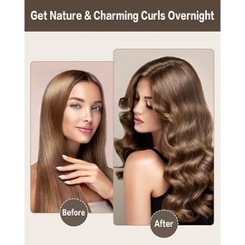 Rizadores de pelo para dormir, sin calor, con rulos de terciopelo y pañuelo de satén, color marrón, 4 unidades