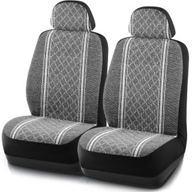 Road Comforts Baja Blanket Seat Covers Gray Diamond Bucket Seat Covers Low Back - Jacquard Fabric, Airbag Compatible, Universal Fit for Cars, Trucks, SUVs, and Vans