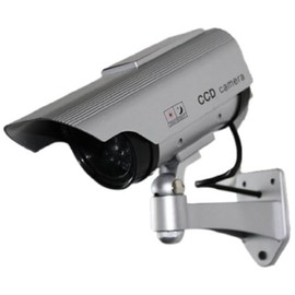 Wireless Solar Powered Fake Dummy Security Camera, Silver (2-Pack)