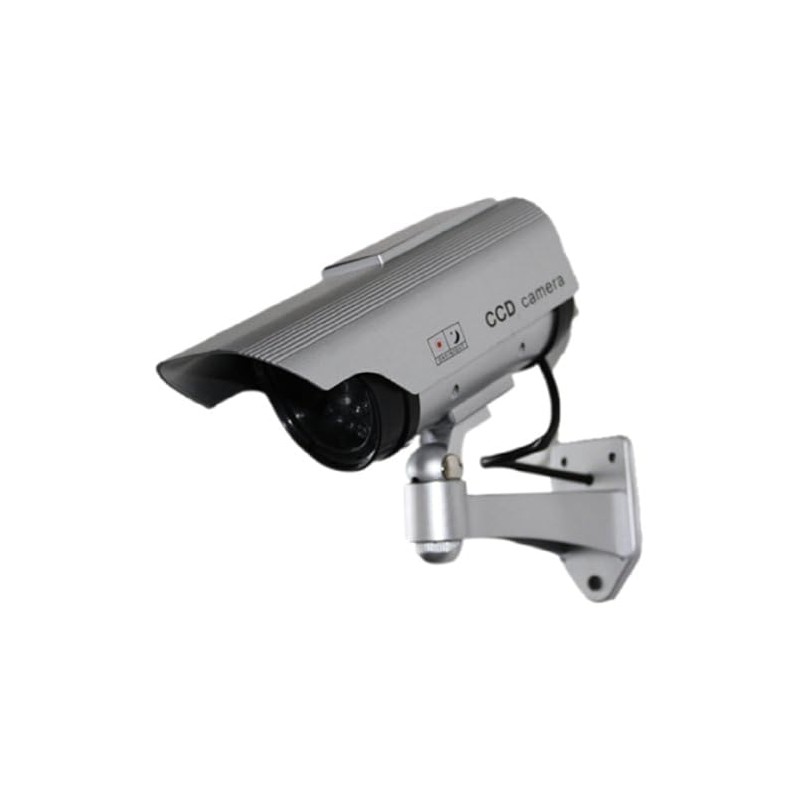 Wireless Solar Powered Fake Dummy Security Camera, Silver (2-Pack)