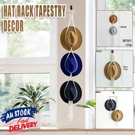 AIMALL Hat Hanger Western Hat Holder Hand-Woven Crochet Macrame Hat Display Rack Boho Door Hat Organizer Hanging Cap Holder
