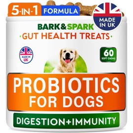 BARK&SPARK Vet Strength Dog Probiotics for Gut Health & Digestive Enzymes - Gas, Diarrhea, Constipation Chewables - Allergies Itchy Skin - Dogs Digestive Health - 60 Count (Pack of 1) Lamb