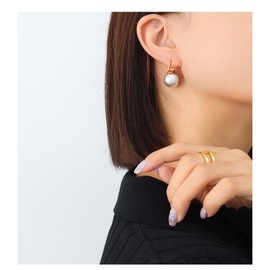 925 Sterling Silver Pearl Dangle Drop Earrings for Women Hypoallergenic 14K Gold Plated Clasp Elegant Jewelry Size 14mm (grey)