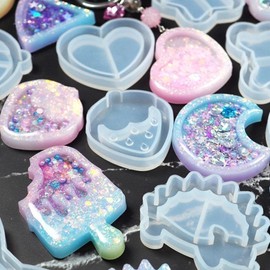 Shaker Keychain Mold Quicksand Epoxy Popsicle Resin Shaker Mold Silicone Tool Pendant Bear Charm Chain Key Craft Mold Star Jewelry,Casting Supplies