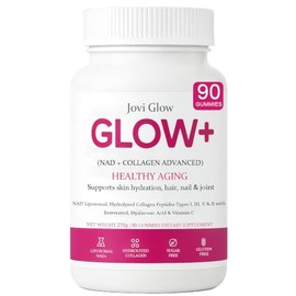 AIFBENK JoviGLOW+ NAD+ y gomitas de colágeno, con péptidos de colágeno hidrolizados, resveratrol, ácido hialurónico y vitamina C, antienvejecimiento, 