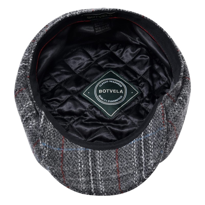 BOTVELA Men's 8 Panel Wool Blend Newsboy Flat Cap Herringbone