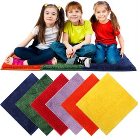 Funtery 6 Pieces Colorful Carpet Seats 18 Inches Kids Classroom Floor Mat Soft Classroom Rugs Educational Cushions for Kids School Learning Area Home Bedroom Play Areas Rugs (Square)