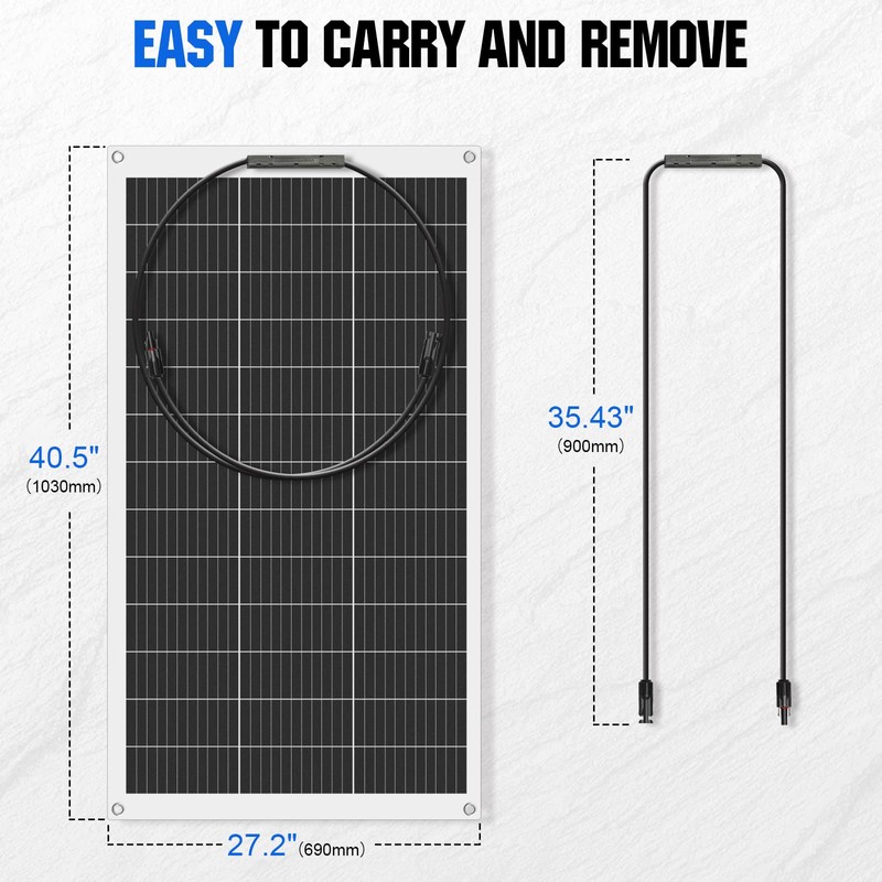 ECO-WORTHY 130 Watt 12 Volt Monocrystalline Flexible Solar Panel Semi-Flexible