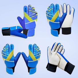 Jalunth Kids Youth Soccer Goalkeeper Goalie Gloves Boys Girls Goal Keeper Field Player Glove Ages 9-10 Years Old Anti-Slip Latex Palm Soft Pu Hand Back Size 7 Blue
