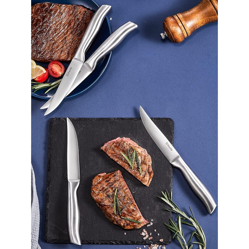 D.Perlla Steak Knives Non-serrated Sharp Straight Edge Steak Knife Set