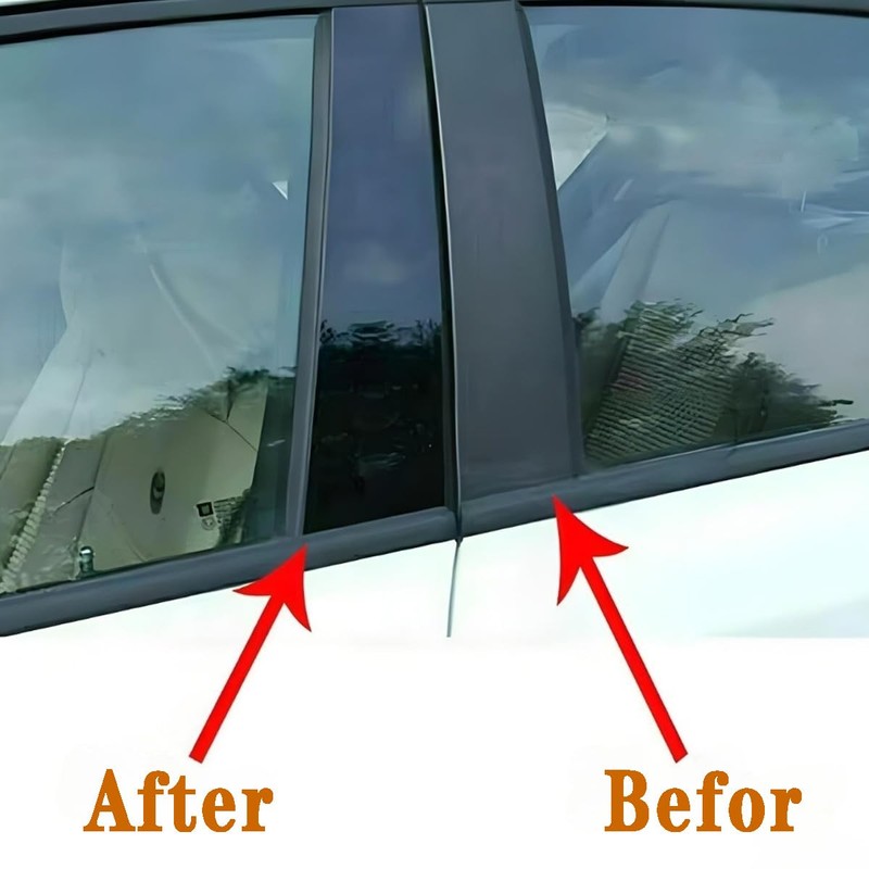 YINEOR for Honda Civic B Pillar Trim, Glossy Black, 6-Piece