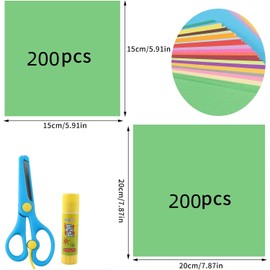 YSTrillion 400 Sheets of Origami Paper, 20 x 20 cm and 15 x 15 cm, Double-Sided Origami Paper, Colourful Craft Paper for Children, Adults, DIY Arts and Crafts Projects