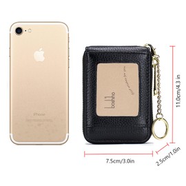 boshiho Leather Credit Card Case, RFID Credit Card Holder, Blocker Protective Card, Protection Zip, 14 Compartments, Card Case, Organ Style, Portable Business Card Case for Men and Women, pink, M