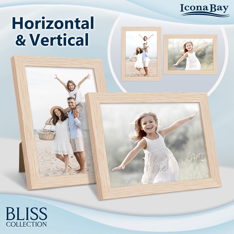 Icona Bay 5x7 Picture Frames (Light Oak, 5 Pack), Modern