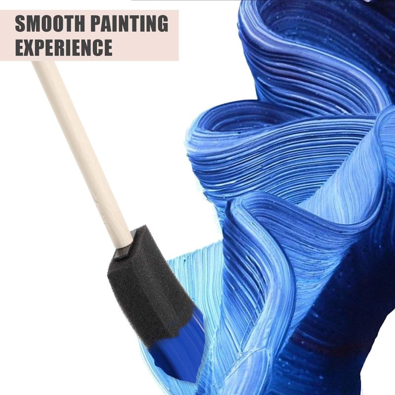 Bewudy 4 Pcs Foam Paint Brushes, Wood Handle Sponge Brushes