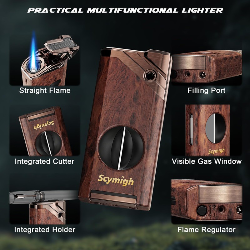 All-in-one Torch Lighter with Tool, Holder, Windproof Flame, Refillable Butane