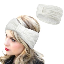 DRESHOW Crochet Ear Warmer Headband Soft Knit Chunky Turban Stretch Thick Headbands Warmer Fuzzy Head Wrap for Women