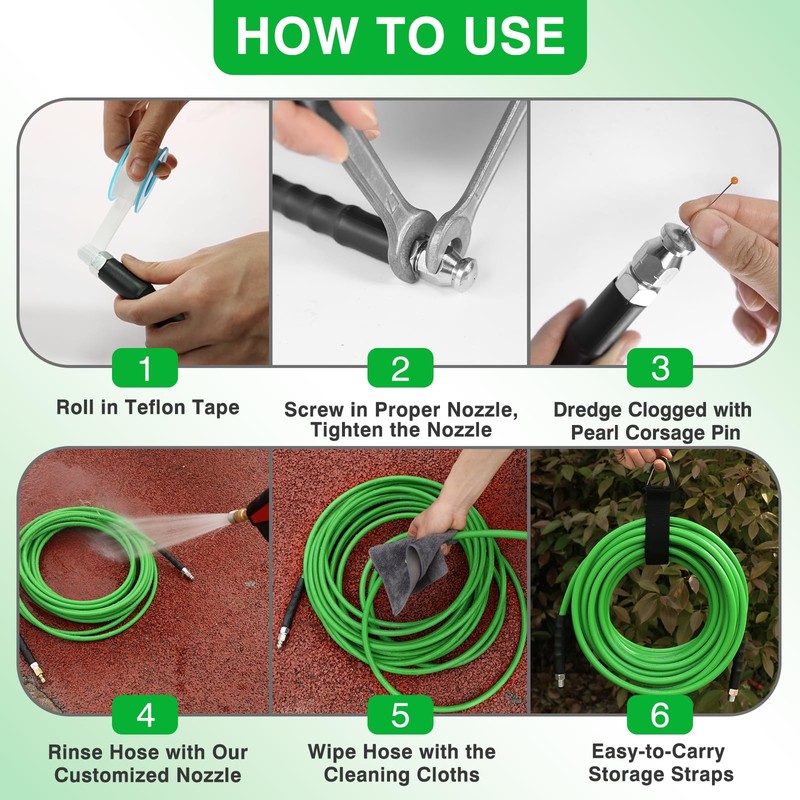 Sewer Jetter Kit for Pressure Washer 200 FT，Drain Cleaner Hose