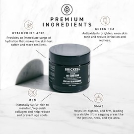 Crema revitalizadora antiedad para hombres Brickell Men's, anti arrugas natural y orgánico, crema nocturna, 2 onzas