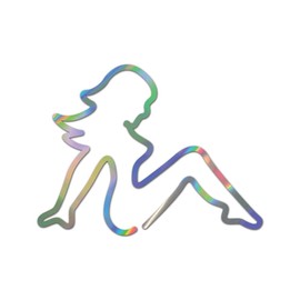 Mudflap Girl V2 Premium Sticker Decal Oil Slick Rainbow Holographic Metallic #2 Trucker - Oil Slick - 4" W x 3.03" H