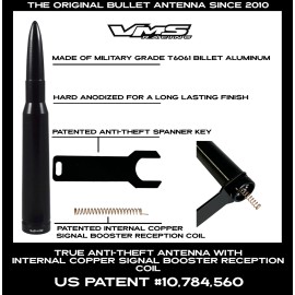 VMS RACING FORD F150 RAPTOR 50 CAL CALIBER BULLET ANTI THEFT COPPER COIL ANTENNA BLACK KIT
