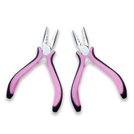 Miaija 2Pieces Hair Extension Pliers Pink Stainless Steel Nano Beads Links Hair Plier Professional Nano Hair Extension Tools for Micro Nano Rings Removal Extending Hair Wearing