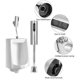 Urinal Flush Valve, Intelligent Sensor Urinal Valve Fully Automatic Touchless Toilet Flush Valve Wall Mounted for Home Public Male Toilet