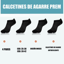 Calcetines Yoga para Mujeres y Hombres, 4 Pares Calcetas Pilates Antiderrapantes, Zapatos de Yoga para Ejercicios, Calcetines para Trampolín con Adulto, Yoga Socks para Ballet, Descalzo