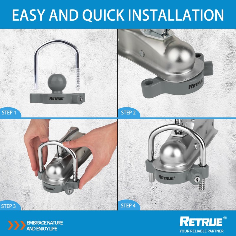 RETRUE Universal Coupler Lock Trailer Locks Ball Hitch Trailer Hitch