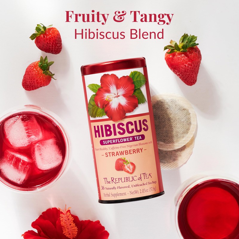 The Republic of Tea – Hibiscus Strawberry Tea, 36 Tea