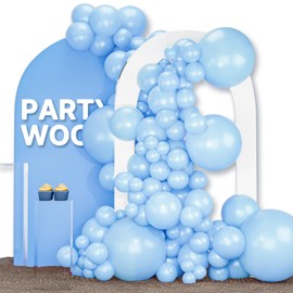PartyWoo Light Blue Balloons 120 pcs Different Sizes of 18 12 10 5 Inch Baby Pastel Sky Aqua Blue Balloon Arch Kit Garland for Graduation Baby Shower Gender Reveal Birthday Party Decorations Blue-Y4