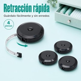 4PCS Cinta Métrica Retráctil, 1.5m y 2m, cm y Pulgadas para Cuerpo