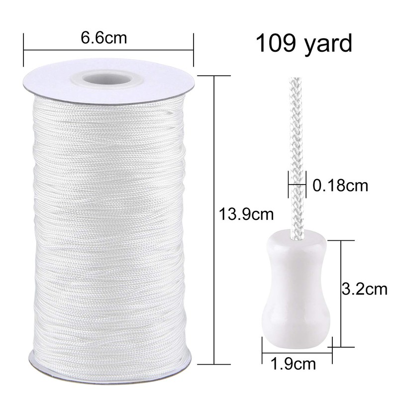 SAYAYA 109 Yards Braided Nylon Lift Shade Cord with Wood