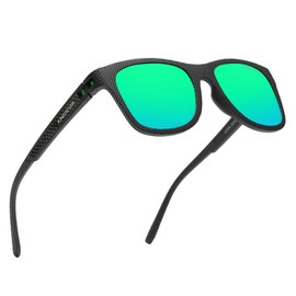KINGSEVEN Fashion Polarized Sunglasses for Men Women UV400 Protection Ultralight for Cycling Driving Fishing745-B2 (Black green)
